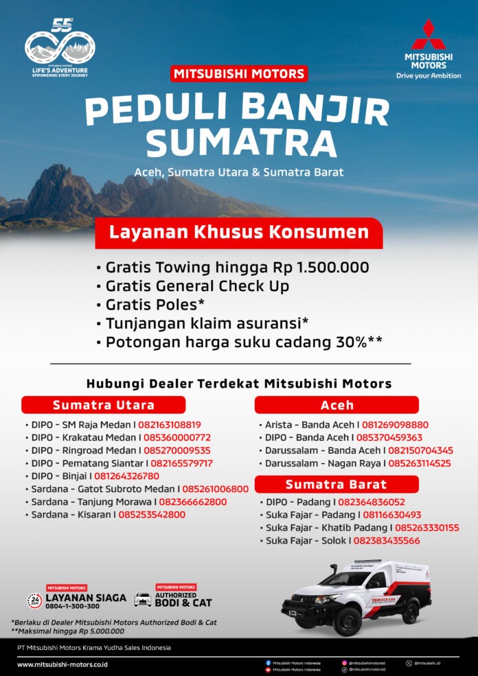 Visual Mitsubishi Motors Peduli Banjir Sumatra 2025